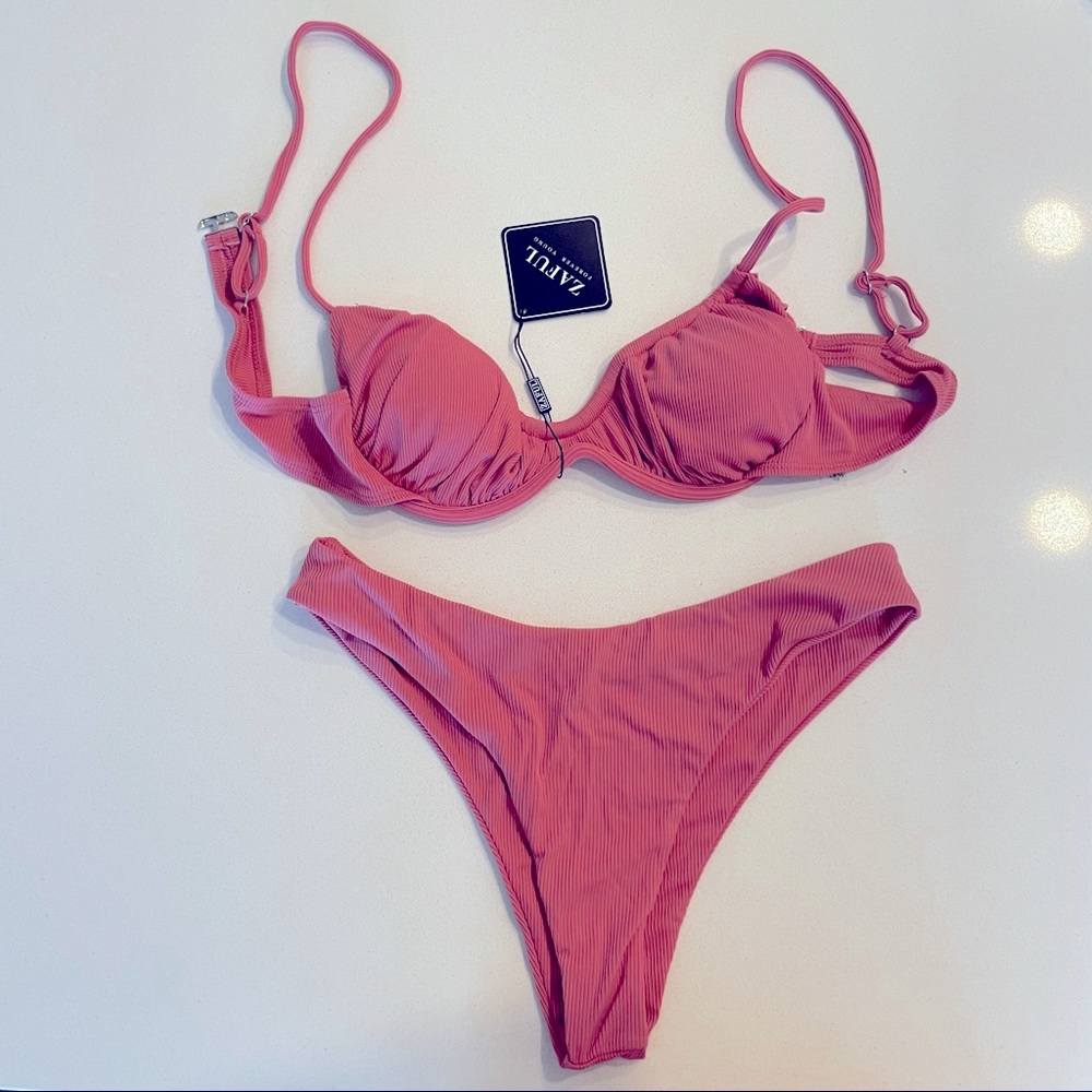 Zaful burnt red top & bottom bikini - L